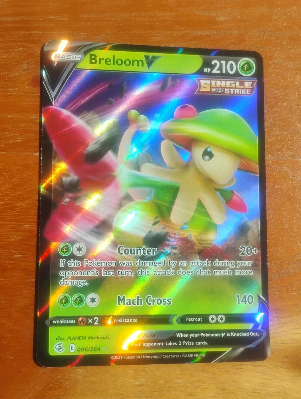 Mint 2021 Holo Ultra Rare Full Art Breloom V 006/264 Fusion Strike Pokemon Card